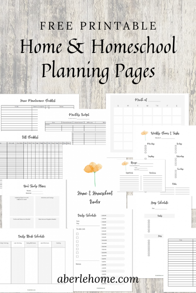 free printable home and homeschool planning pages pinterest image