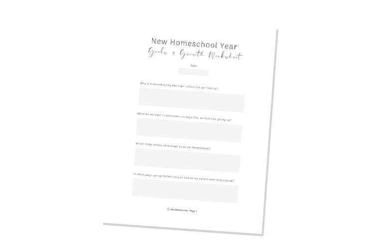 new homeschool year goals and growth worksheet