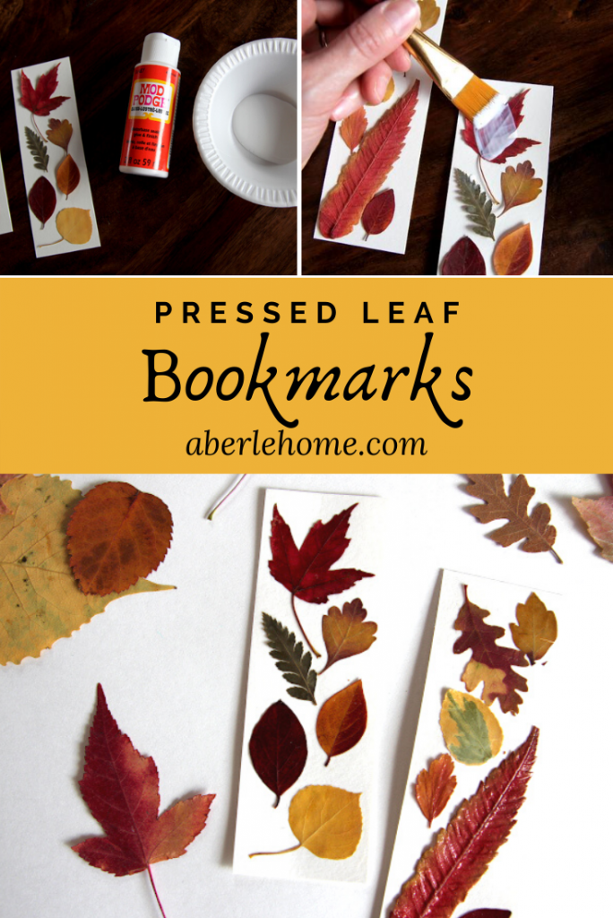 pressed leaf bookmarks for fall Pinterest image