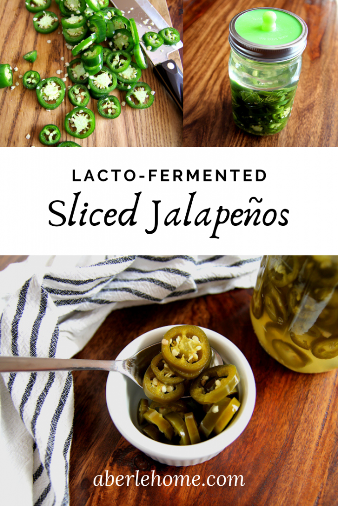 lacto-fermented sliced jalapeños pin image