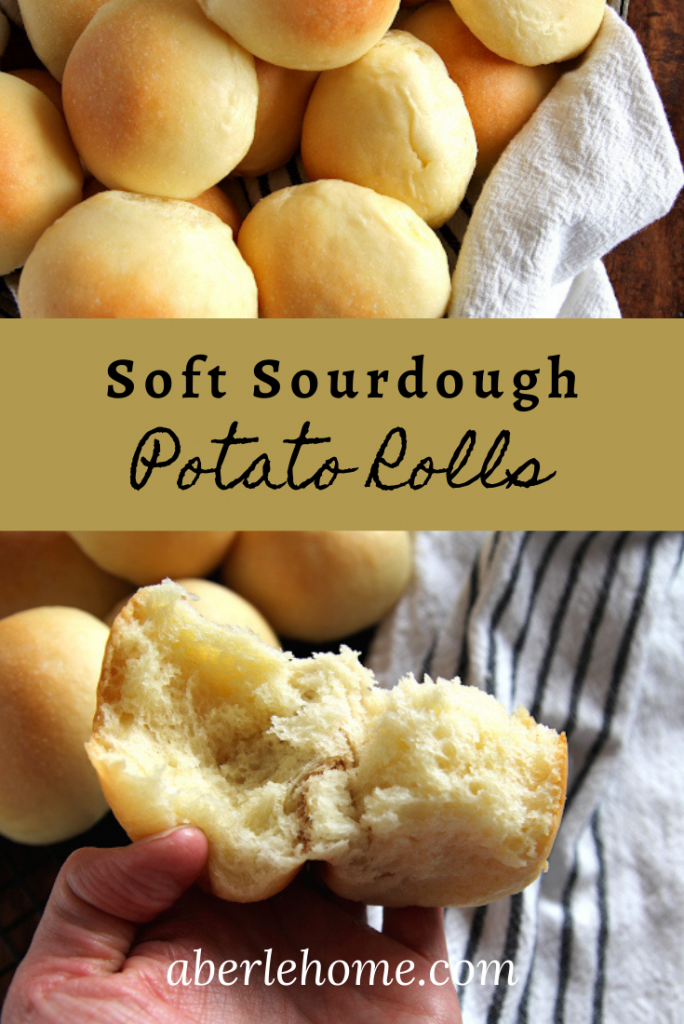 soft sourdough potato rolls Pinterest image