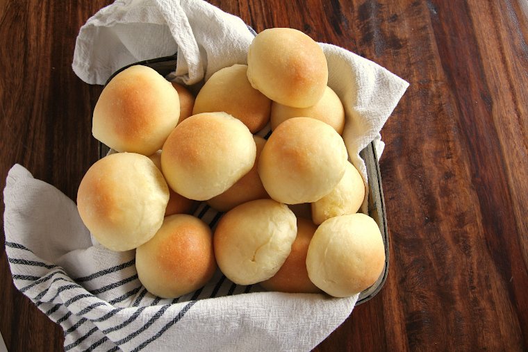 soft sourdough rolls in basket