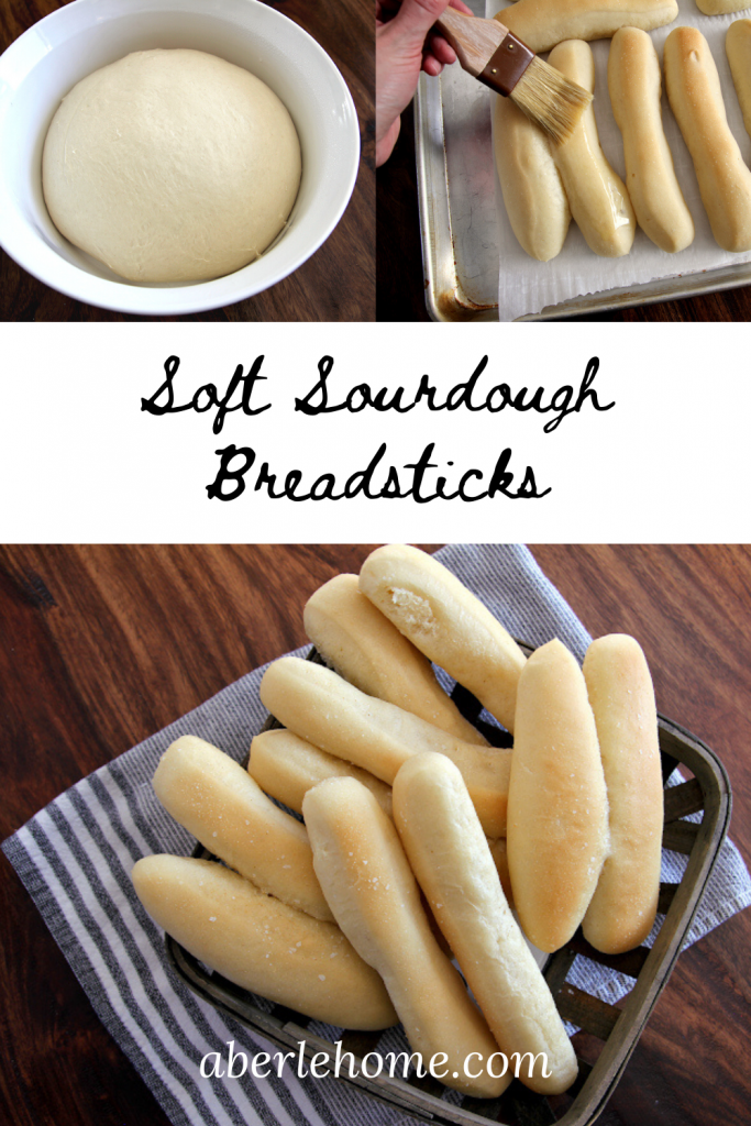 soft sourdough breadsticks pinterest image