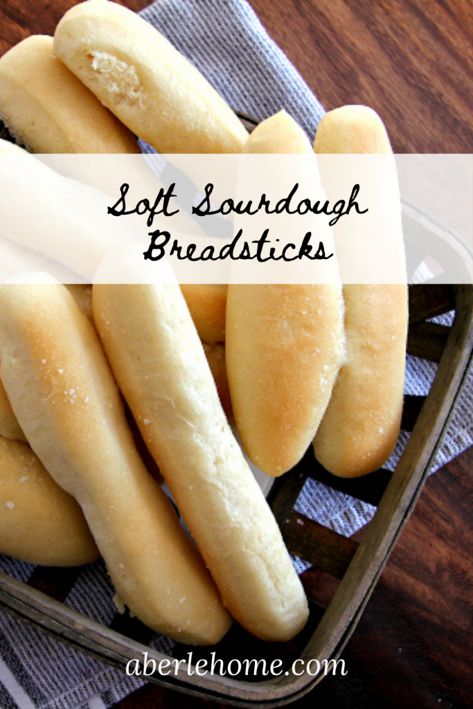 soft sourdough breadsticks pinterest image