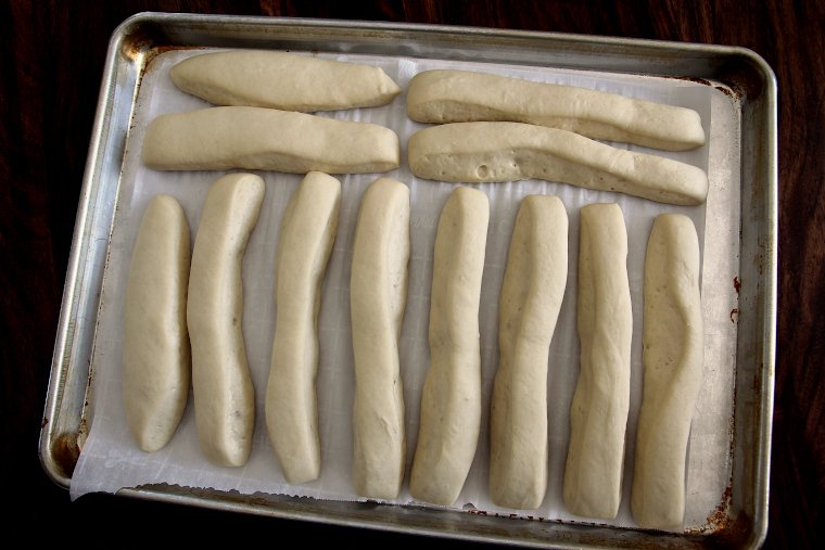 breadsticks after proofing