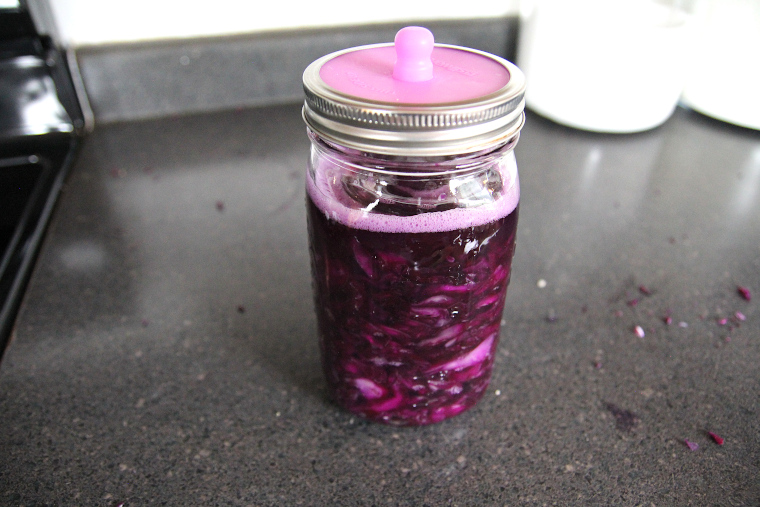 jar with airlock lid in place