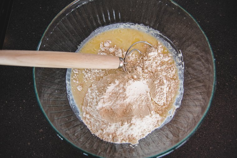 croissant dough ingredients in a glass bowl