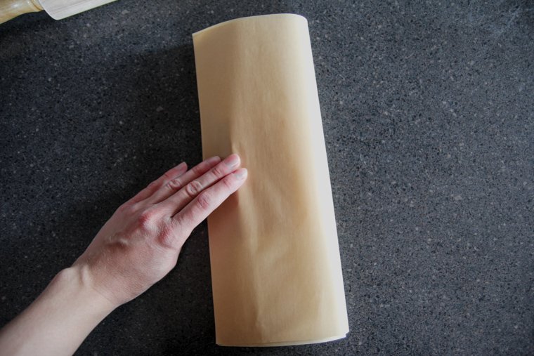 loosely folding parchment paper over butter