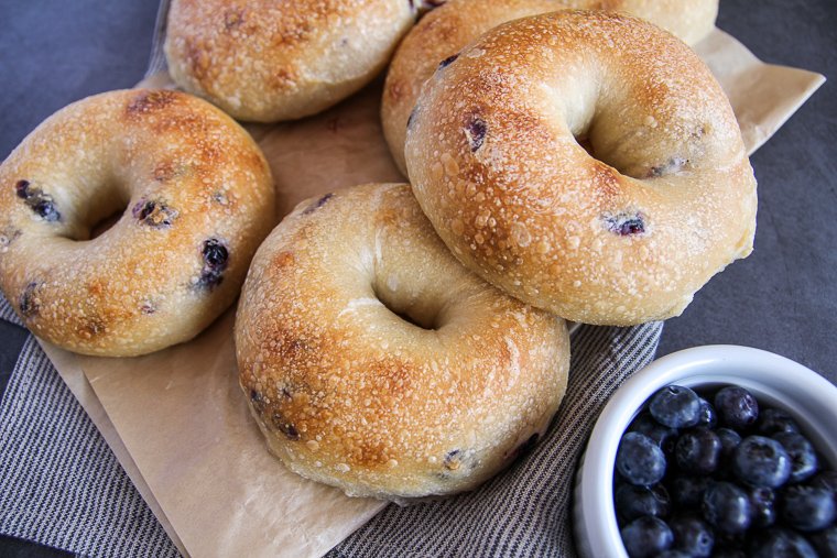 sourdough blueberry bagels