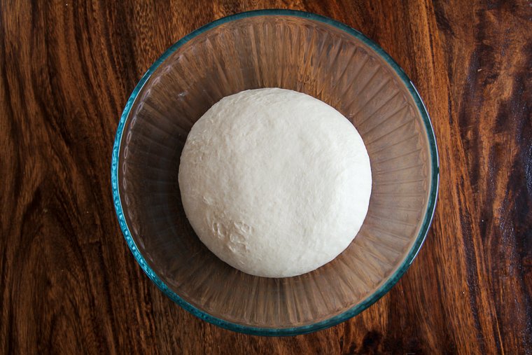 pretzel dough at the end of bulk fermentation