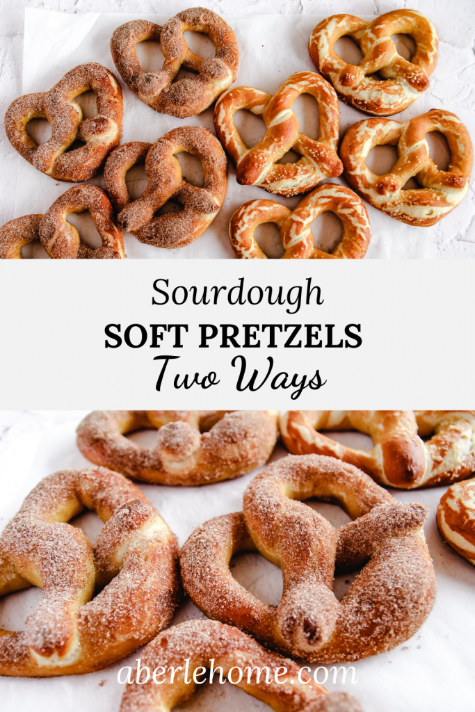 sourdough soft pretzels two ways Pinterest graphic
