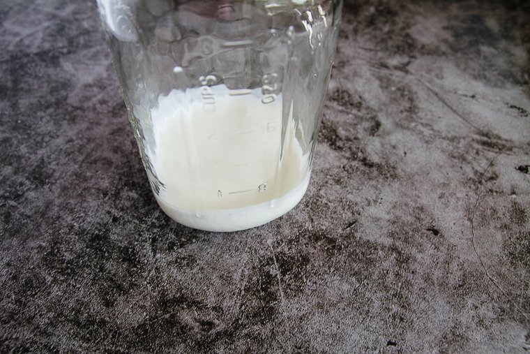buttermilk in the bottom of a clean jar to use as a starter culture