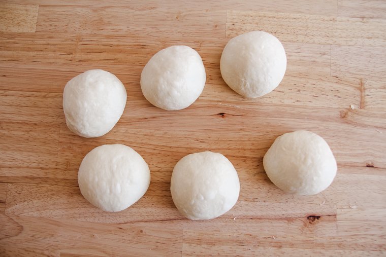 forming the dough into six even balls
