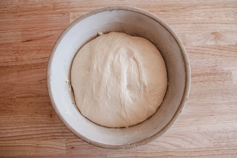 dough doubled in size after bulk fermentation
