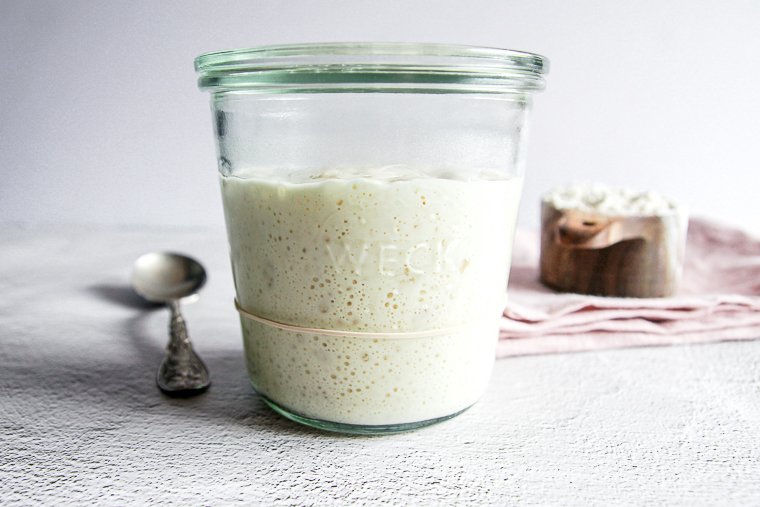 sourdough starter with even more bubbles