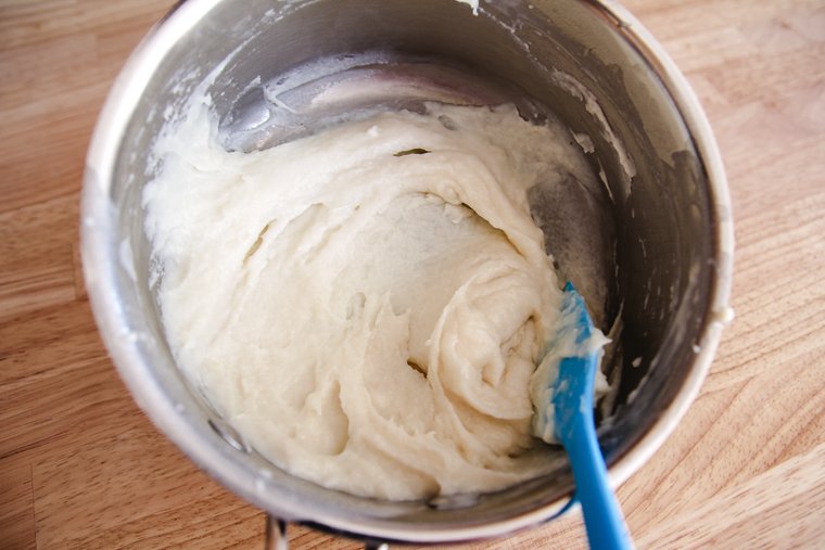 thickened tangzhong (cooked flour) mixture in the pan