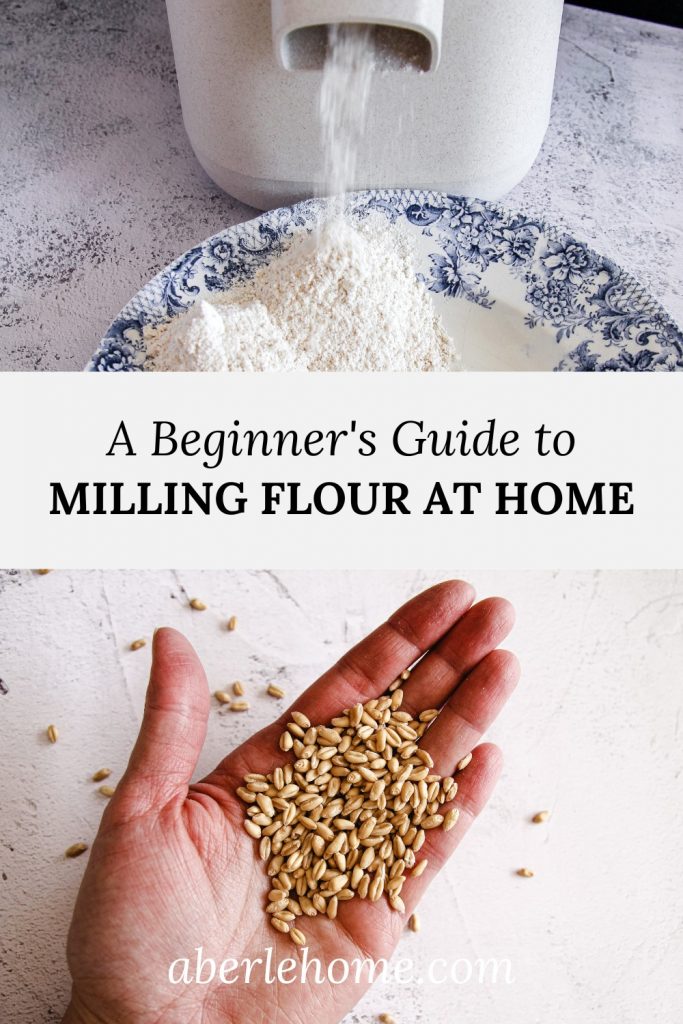 a beginner's guide to milling flour at home pinterest image
