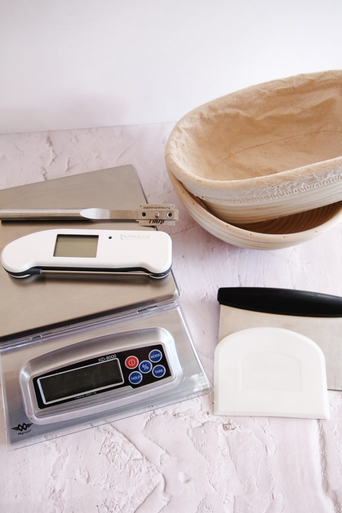 my digital kitchen scale and other bread baking supplies