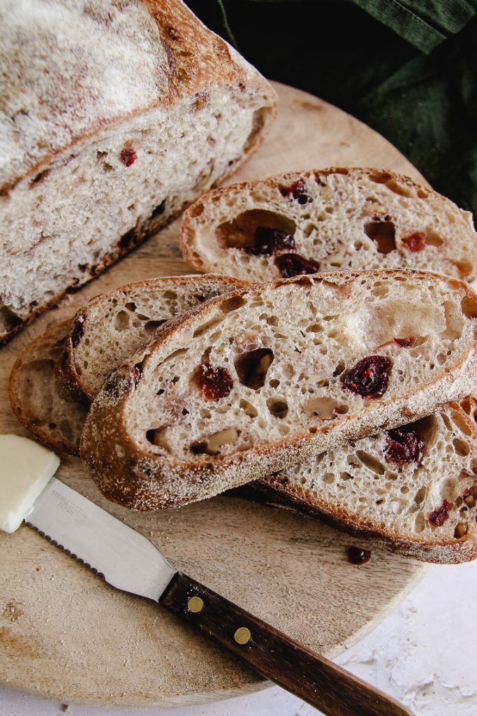 sliced cranberry walnut bread