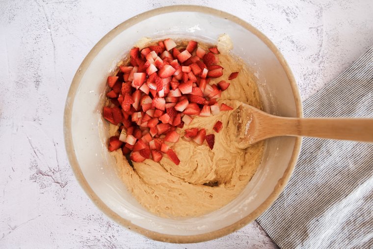 batter before mixing in strawberries