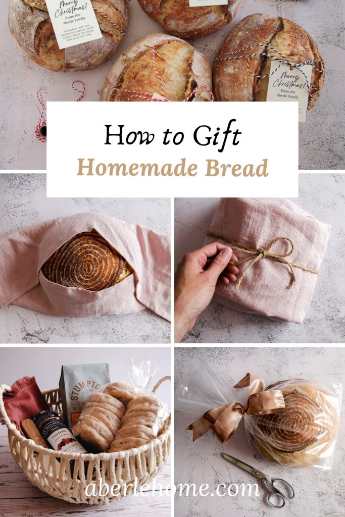 how to gift homemade bread pin image