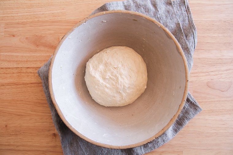 dough at the start of bulk fermentation