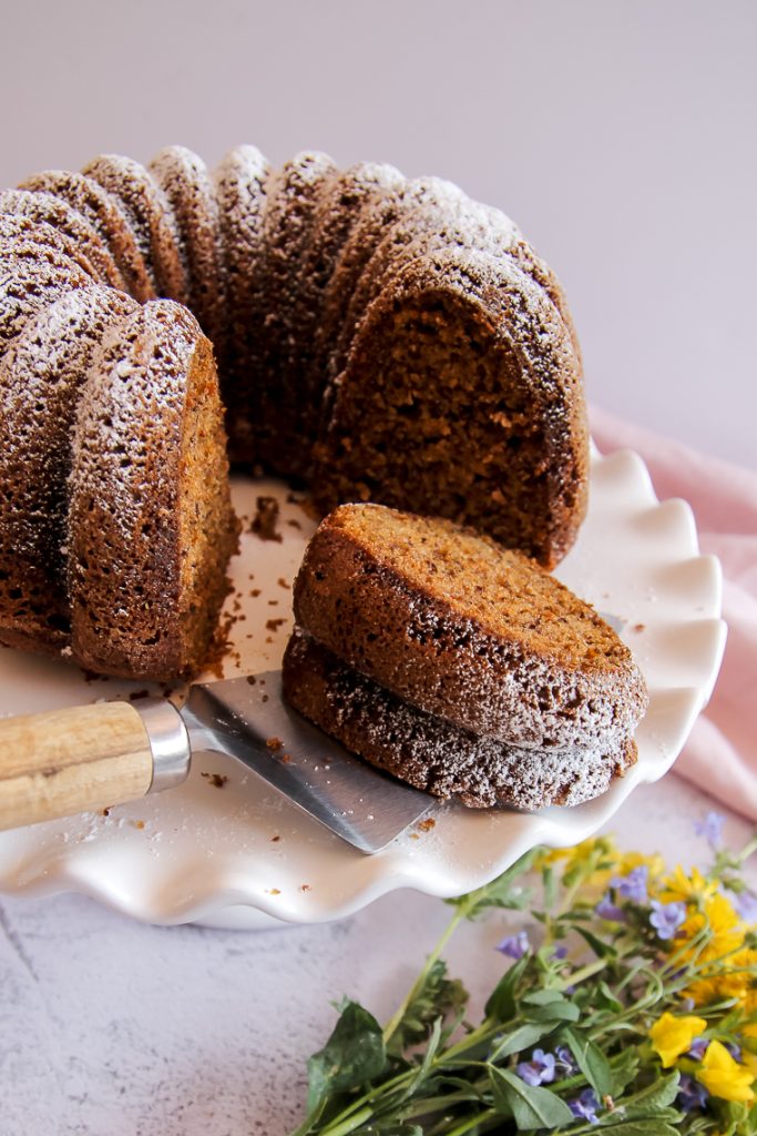 serving a slice of banana bread