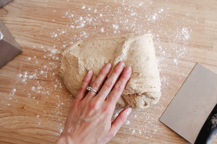 folding in the right side of the dough