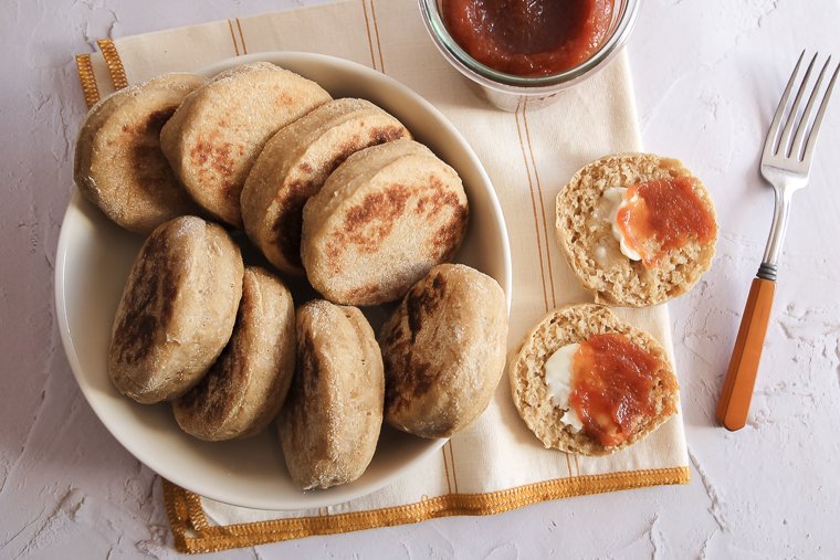 whole wheat sourdough English muffins