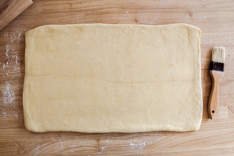 dough rolled out for the first fold