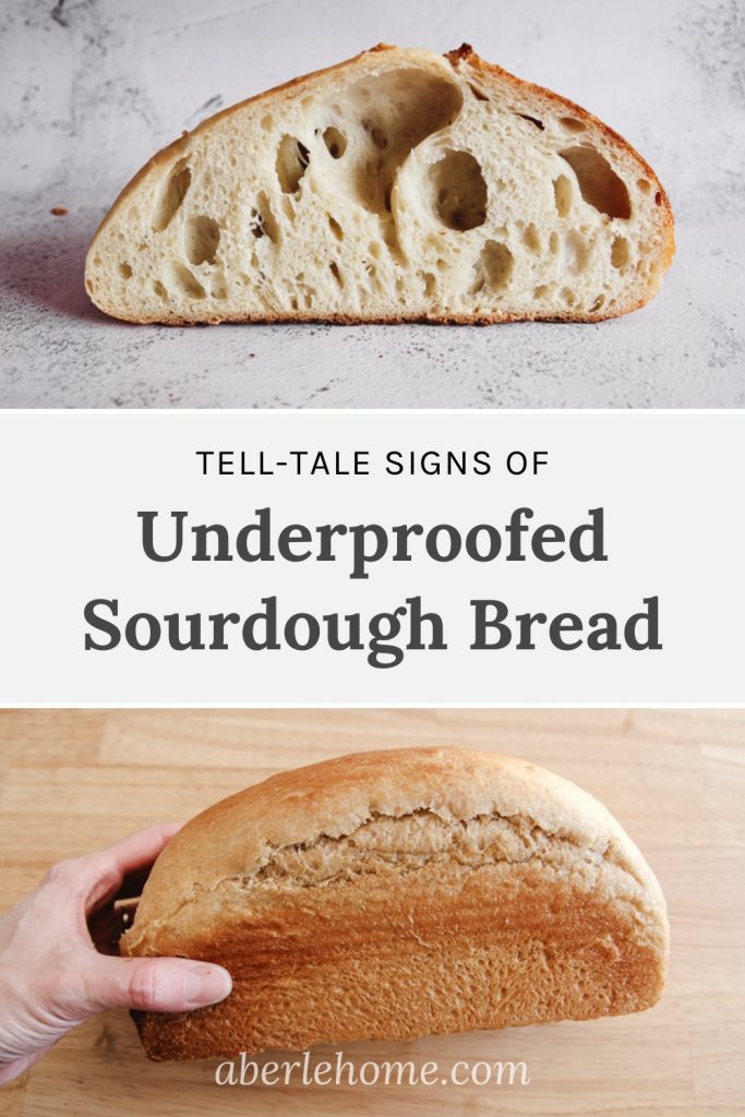 tell-tale signs of underproofed sourdough bread Pinterest image