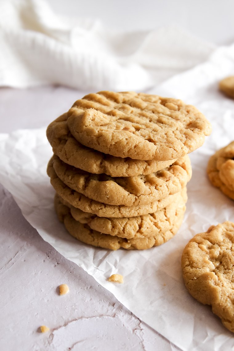 a stack of whole wheat peanut butter cookies