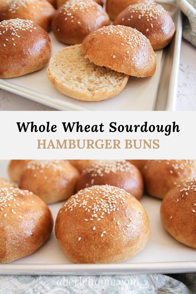 whole wheat sourdough hamburger buns recipe Pin image