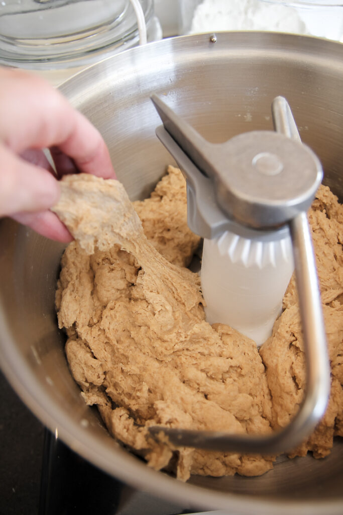 dough showing a little strength after 2-hour autolyse