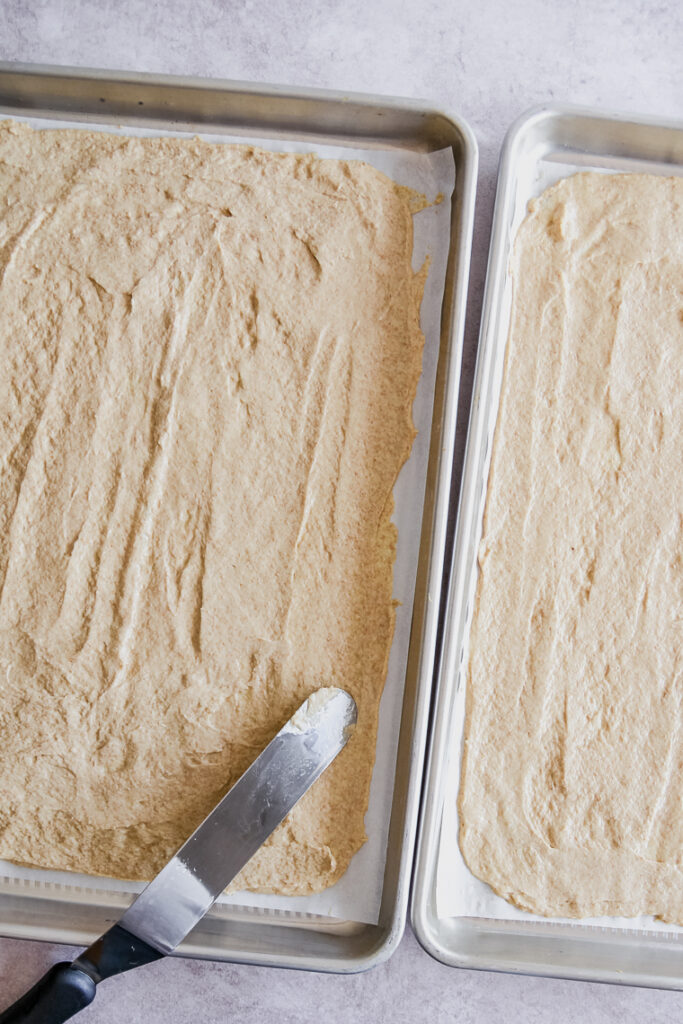 spread batter thinly with offset spatula